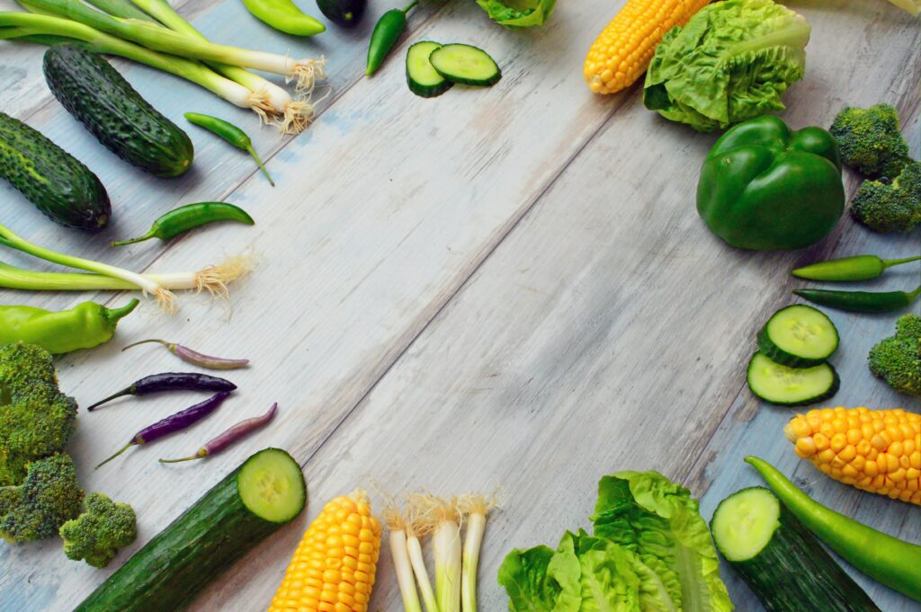 fresh food produce on a table