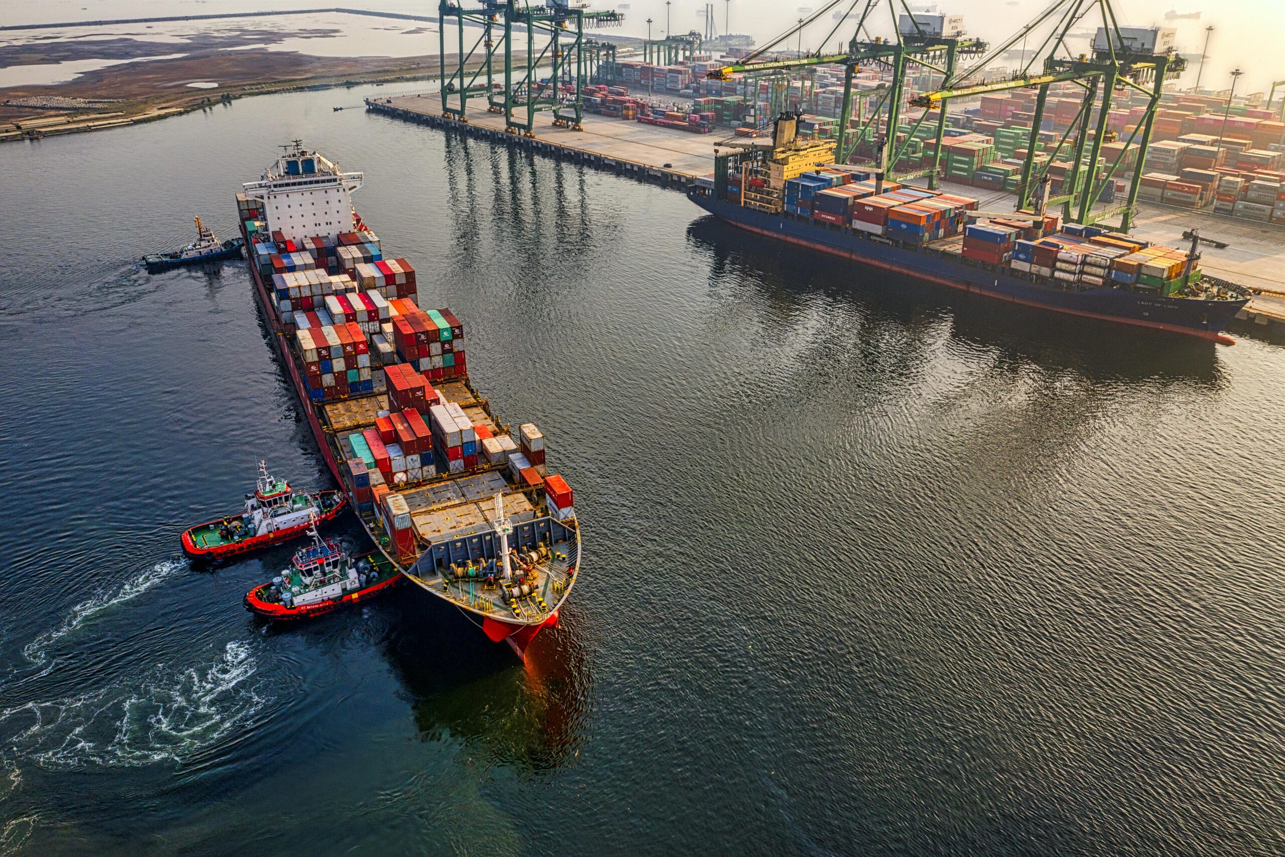 cargo ship at a port